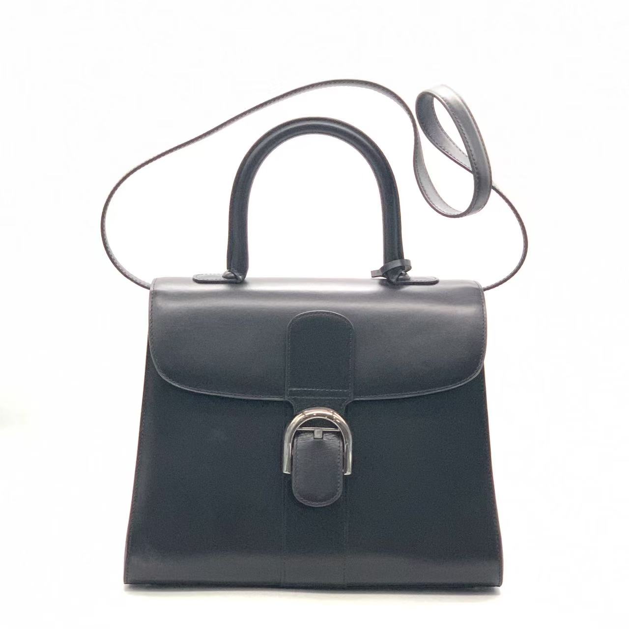 95新 Delvaux/德尔沃 黑银中号邮差包