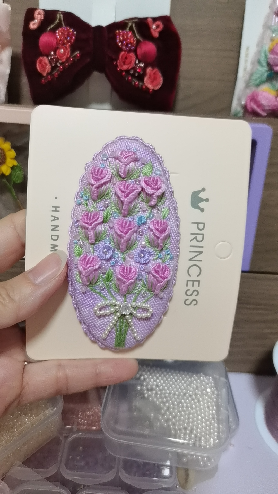 手工刺绣发夹蝴蝶结发绳肠圈