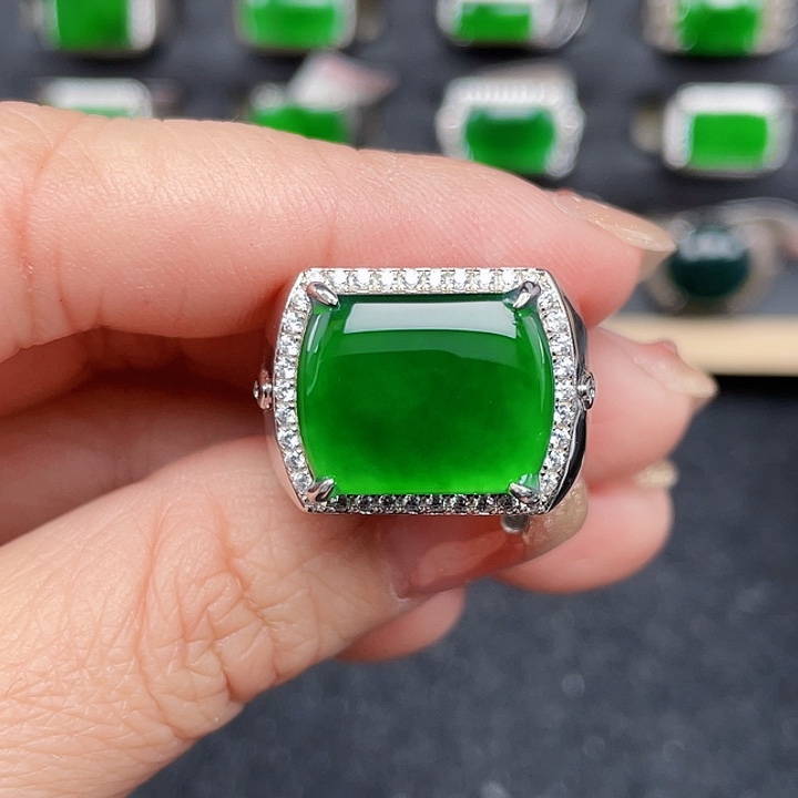 翡翠戒指银S925镶嵌包邮没运费险编号2242