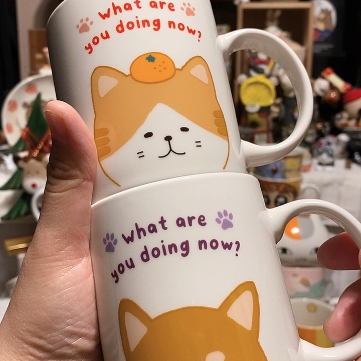 二个一起韩国马克杯