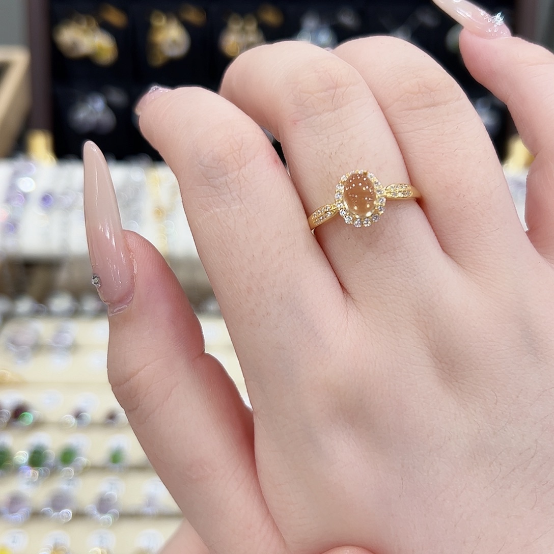 戒指银S925镶嵌水晶