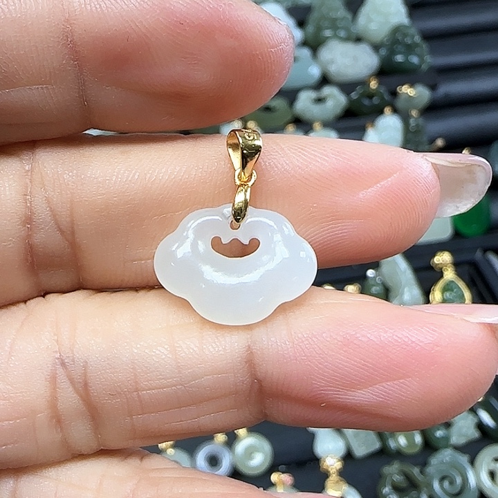 和田玉吊坠(不含链)银S925镶嵌