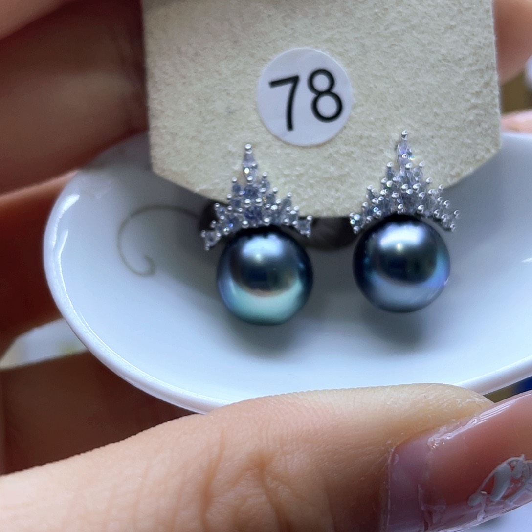 海水珍珠耳饰银S925镶嵌