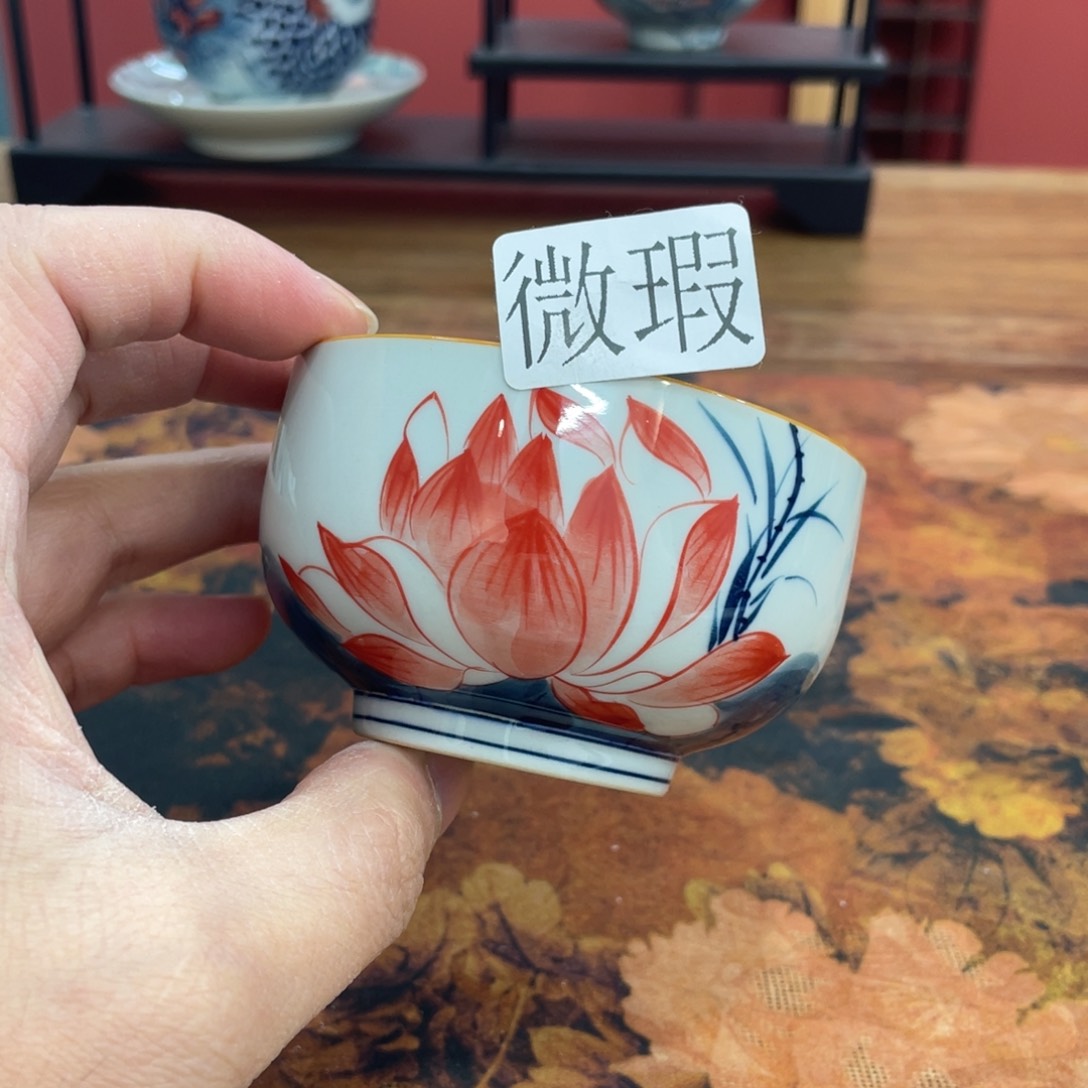 釉下手绘茶具微瑕