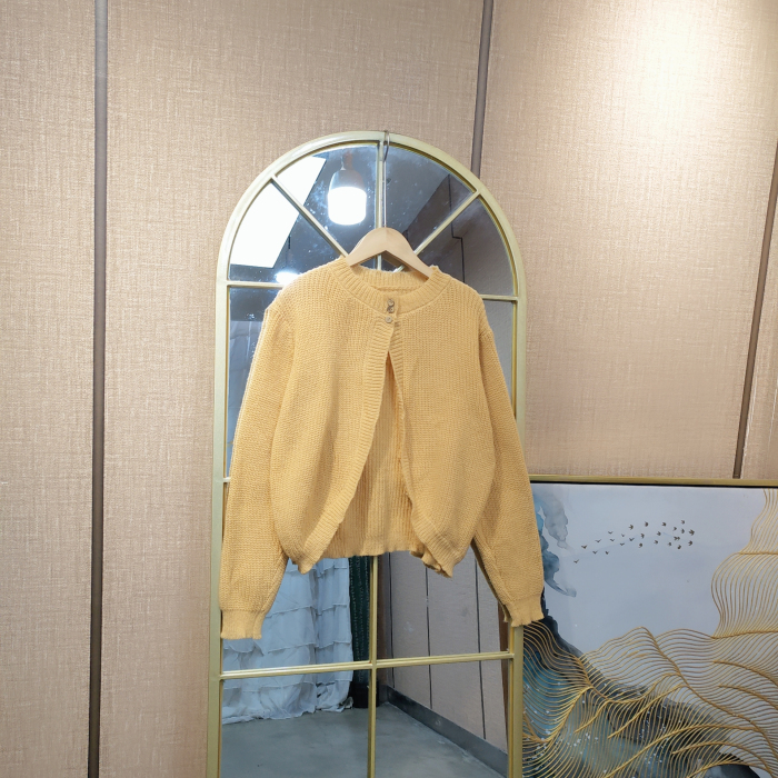 AE928孕妇黄色毛衣开衫90-125