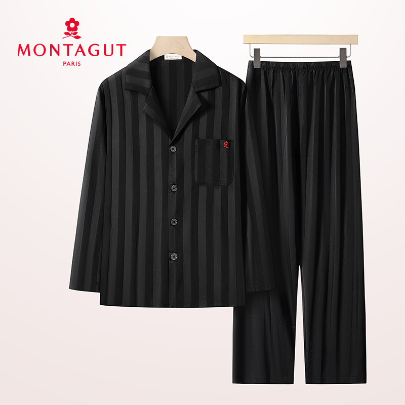 Montagut/梦特娇长袖家居服秋季休闲舒适睡衣男女同款套装可外穿