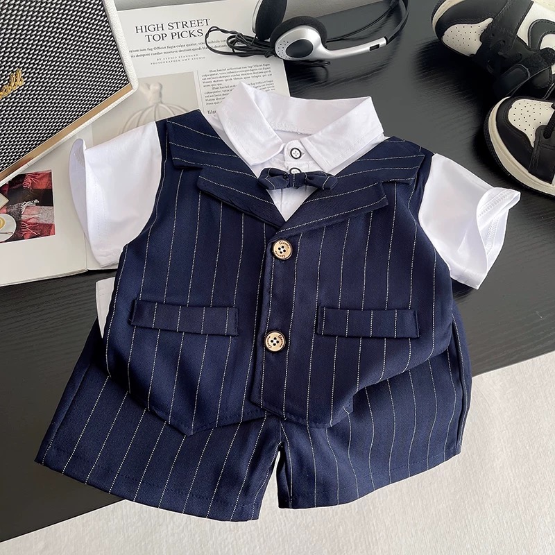 夏季儿童装假两件套装个性卡通