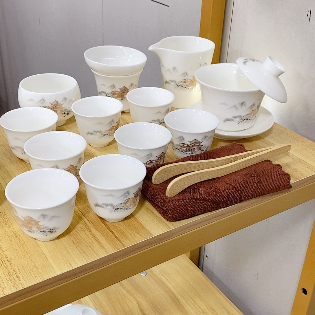 羊脂玉白瓷茶具套装