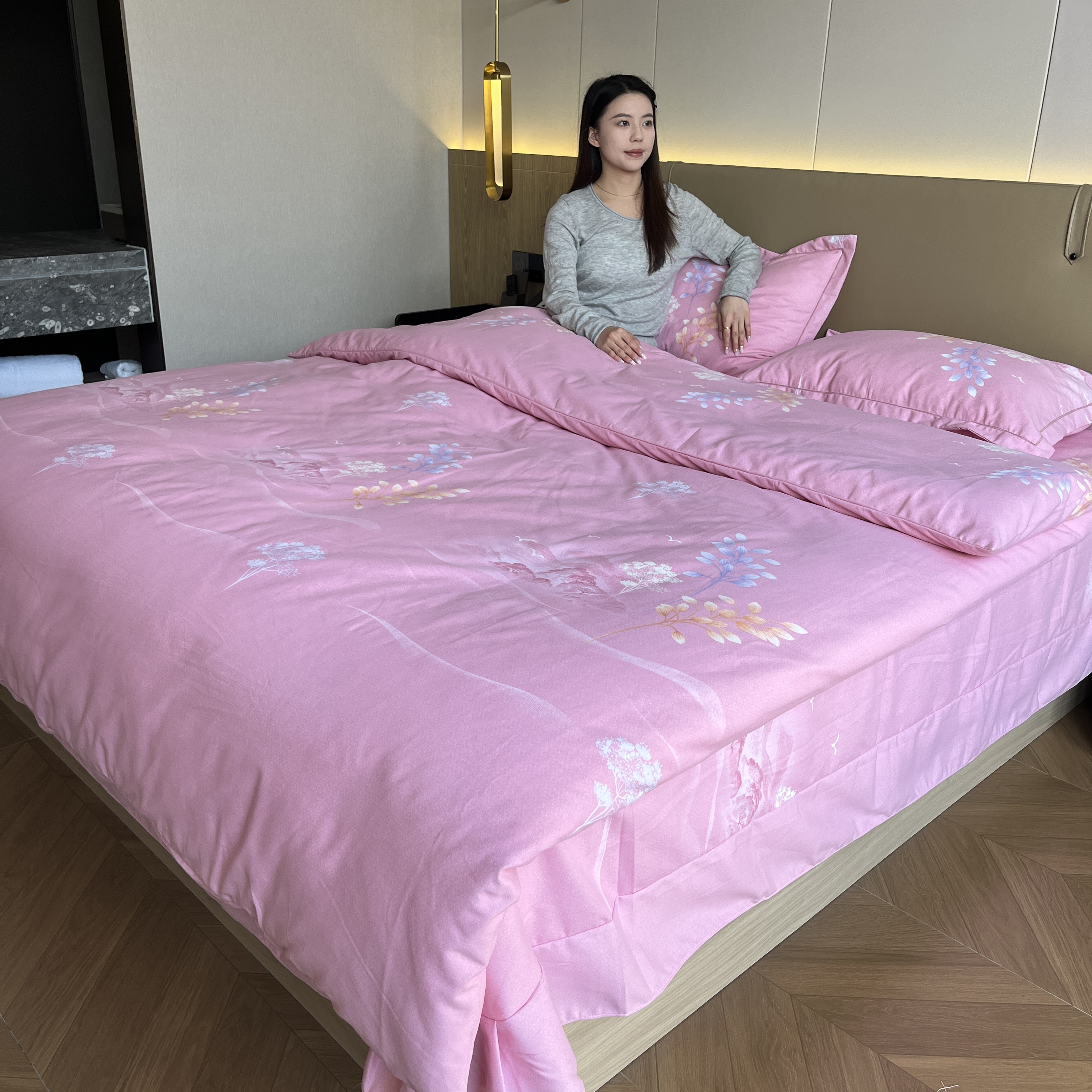 【碧山春辰-粉】秋冬加厚全棉四件套 厚实保暖斜纹纯棉柔软不起球