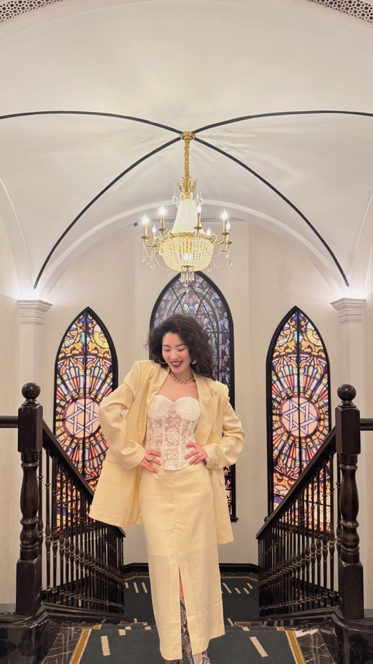 MIRROR 【涛姐精选】摩登女郎鹅黄时髦裙套装