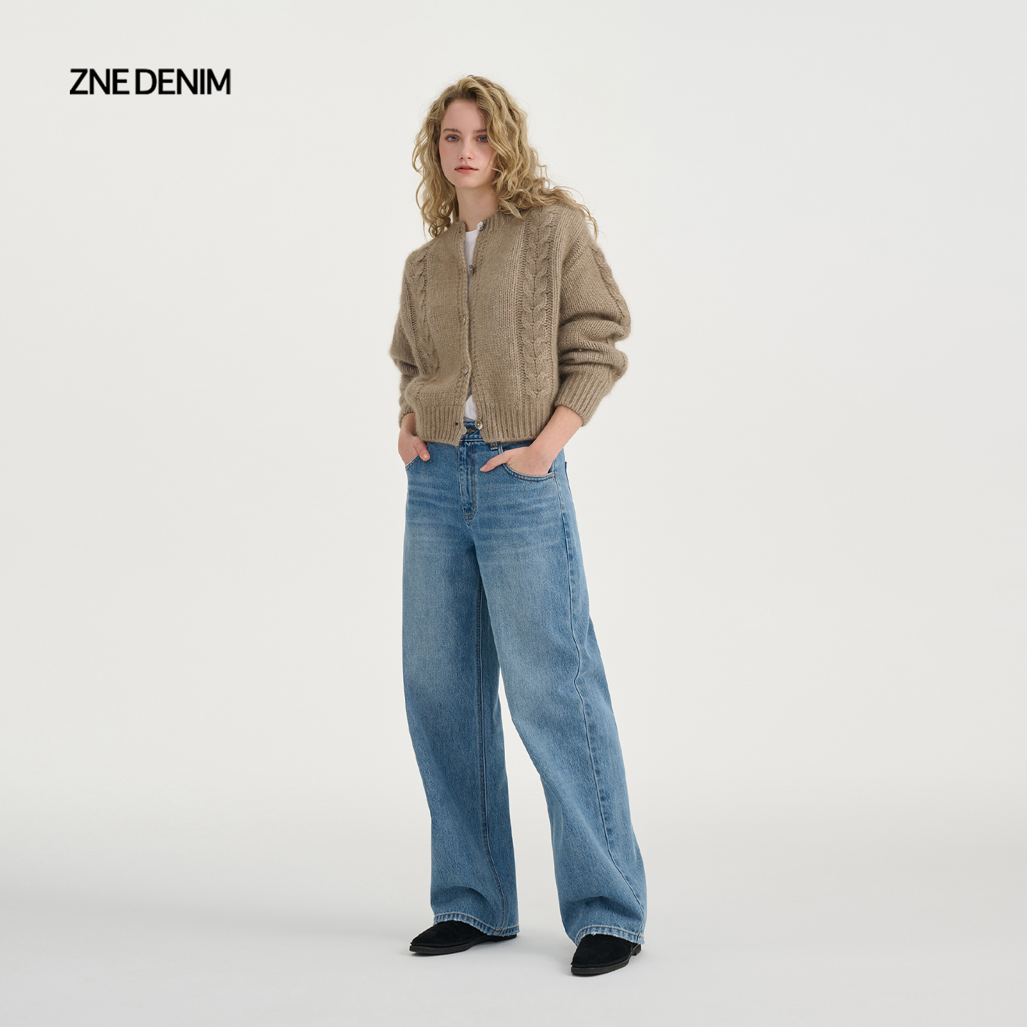 ZNEJeans经典简约率性立体感微廓形牛仔裤1289
