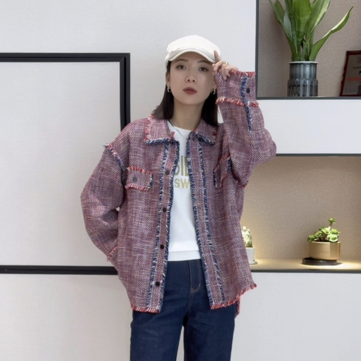 YINGMEI-小香风衬衫短外套