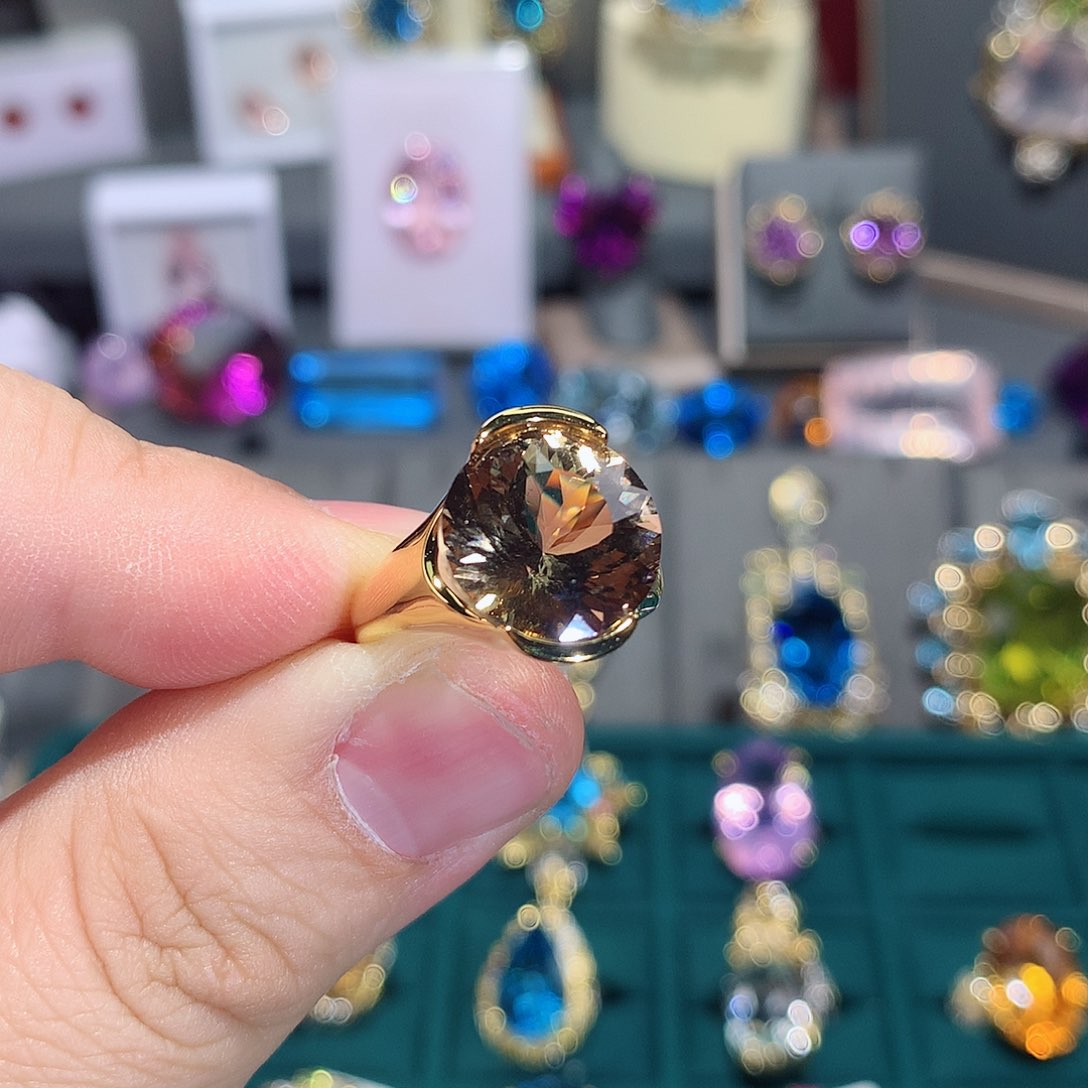 托帕石戒指银S925镶嵌戒指