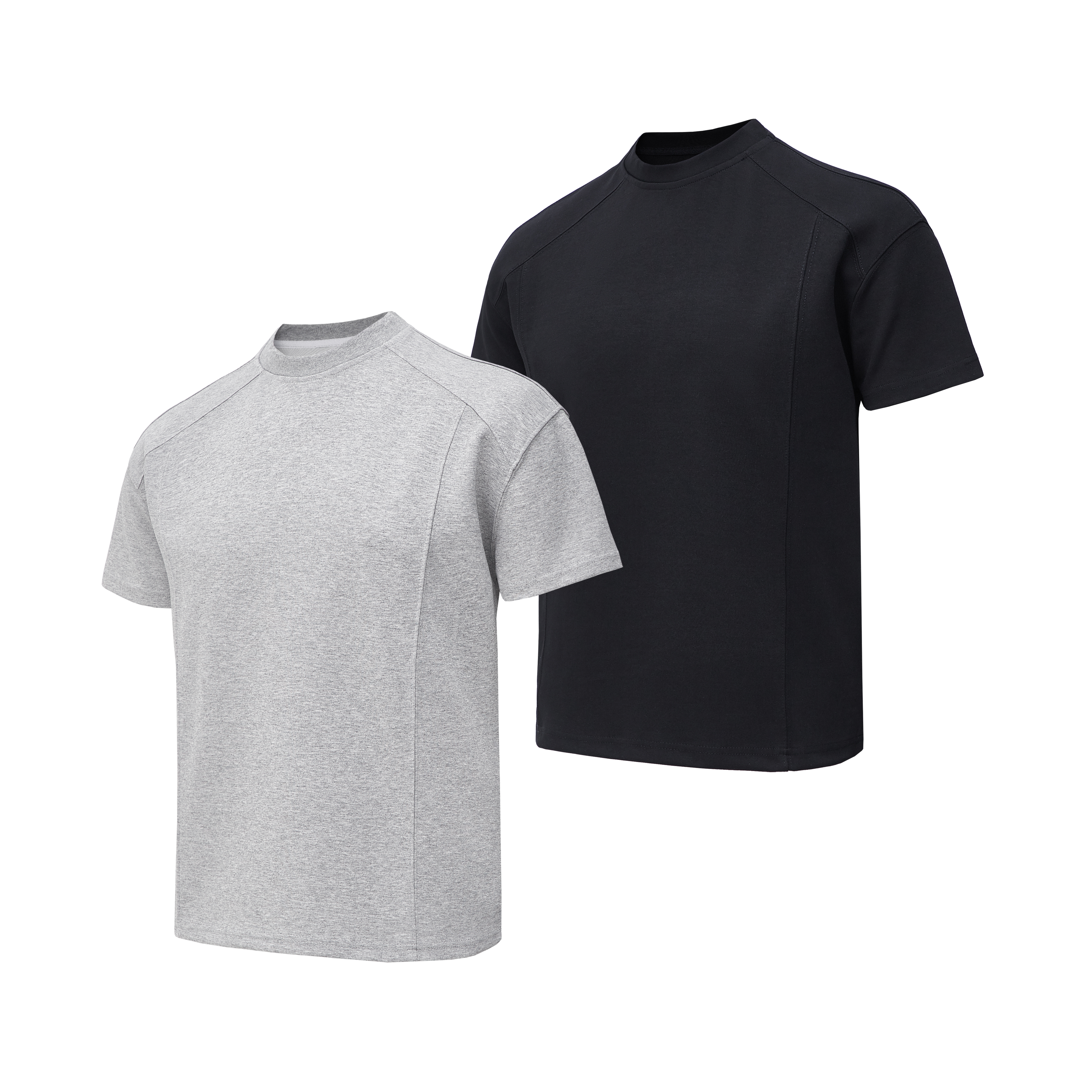 美式氨纶空气层太空棉T恤男硬汉解构线条垫肩boxy短袖