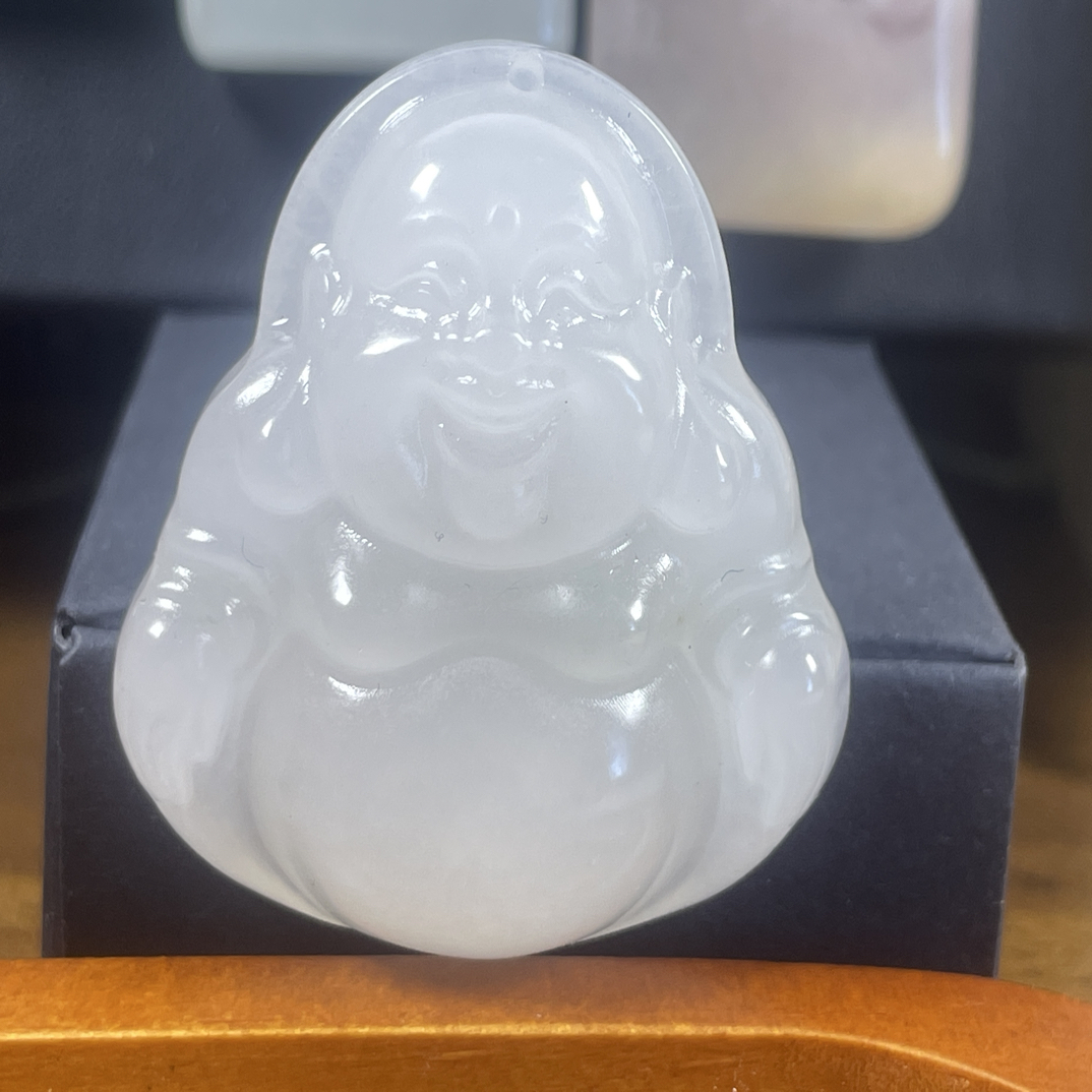 天山翠高冰透设计款佛公吊坠