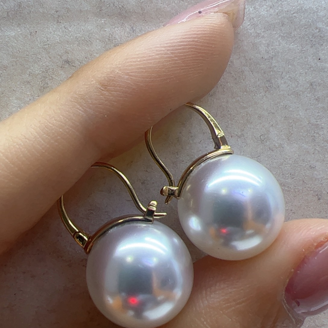 淡水珍珠耳饰18K金镶嵌
