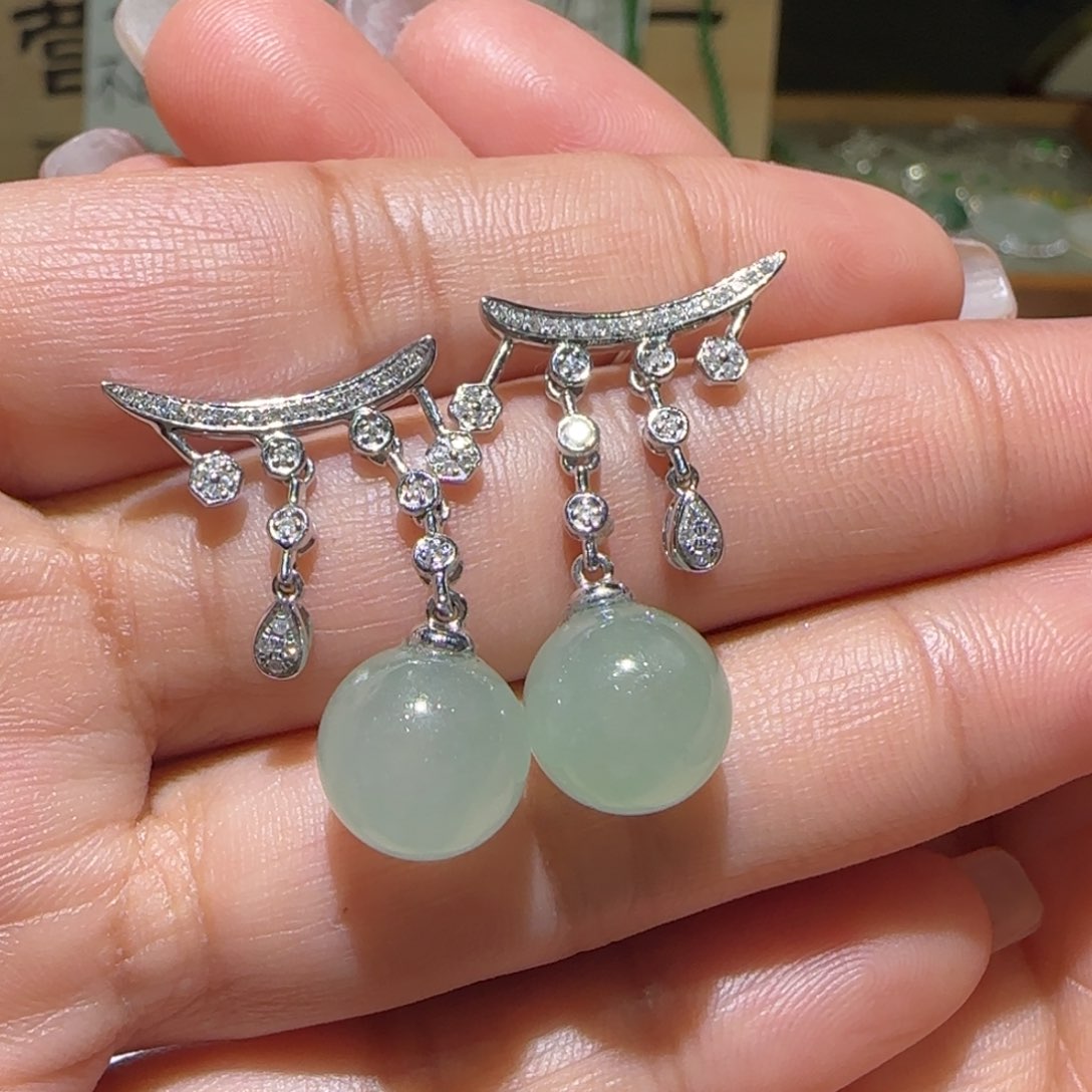 【闪购商品】翡翠耳饰18K金镶嵌缅甸