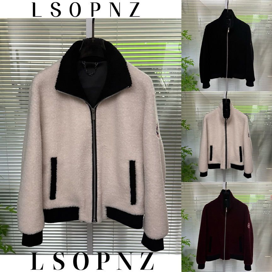 高品质100%颗粒羊毛配皮立翻领男装外套192511768