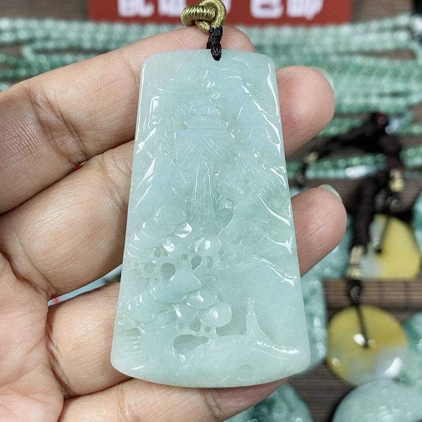 【闪购商品】翡翠颈饰未镶嵌玉吊坠翡翠玉山水牌