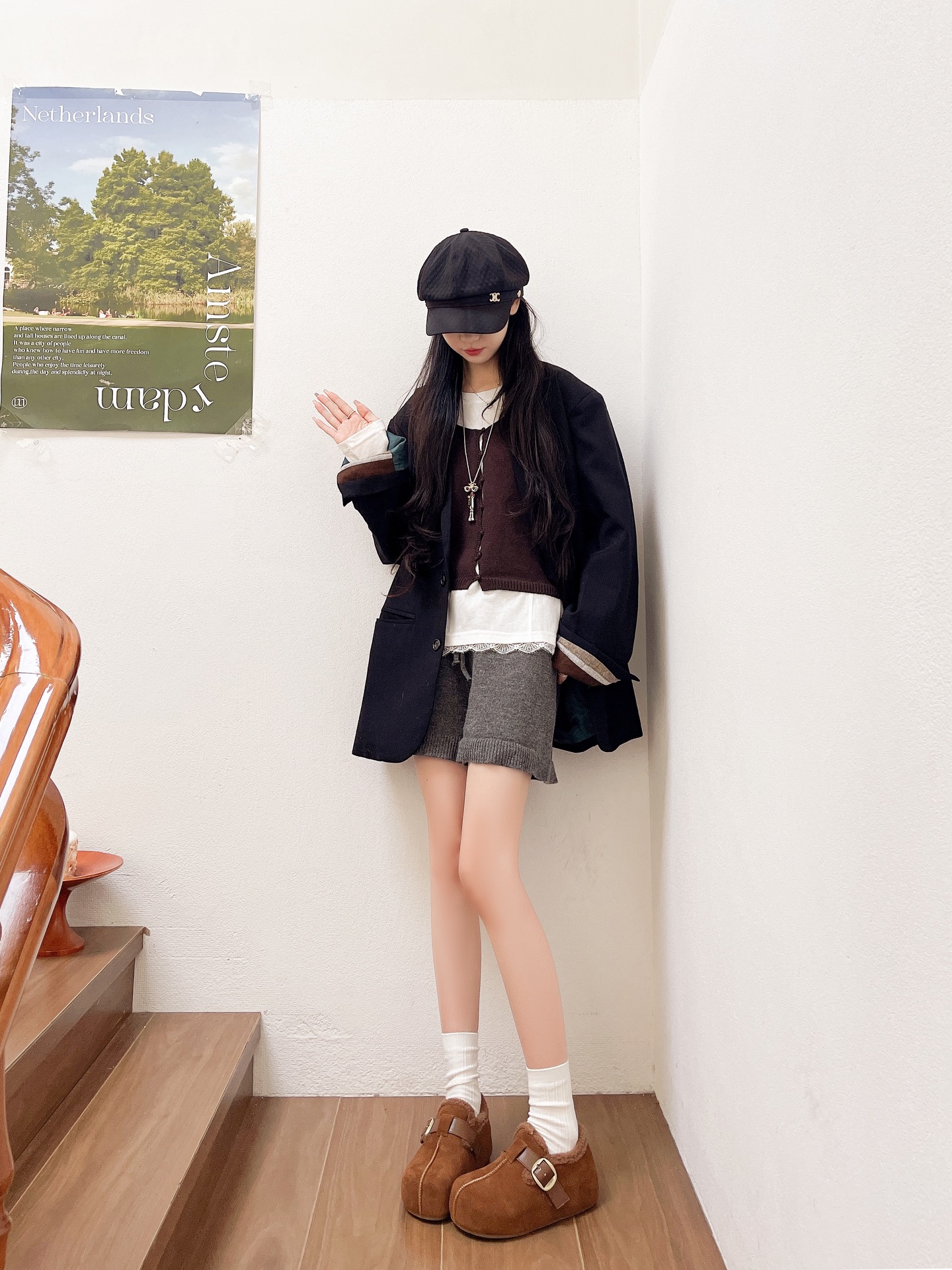 老黄精选~022冬季加绒加厚毛毛鞋豆豆鞋勃肯鞋软底软底室内外女鞋