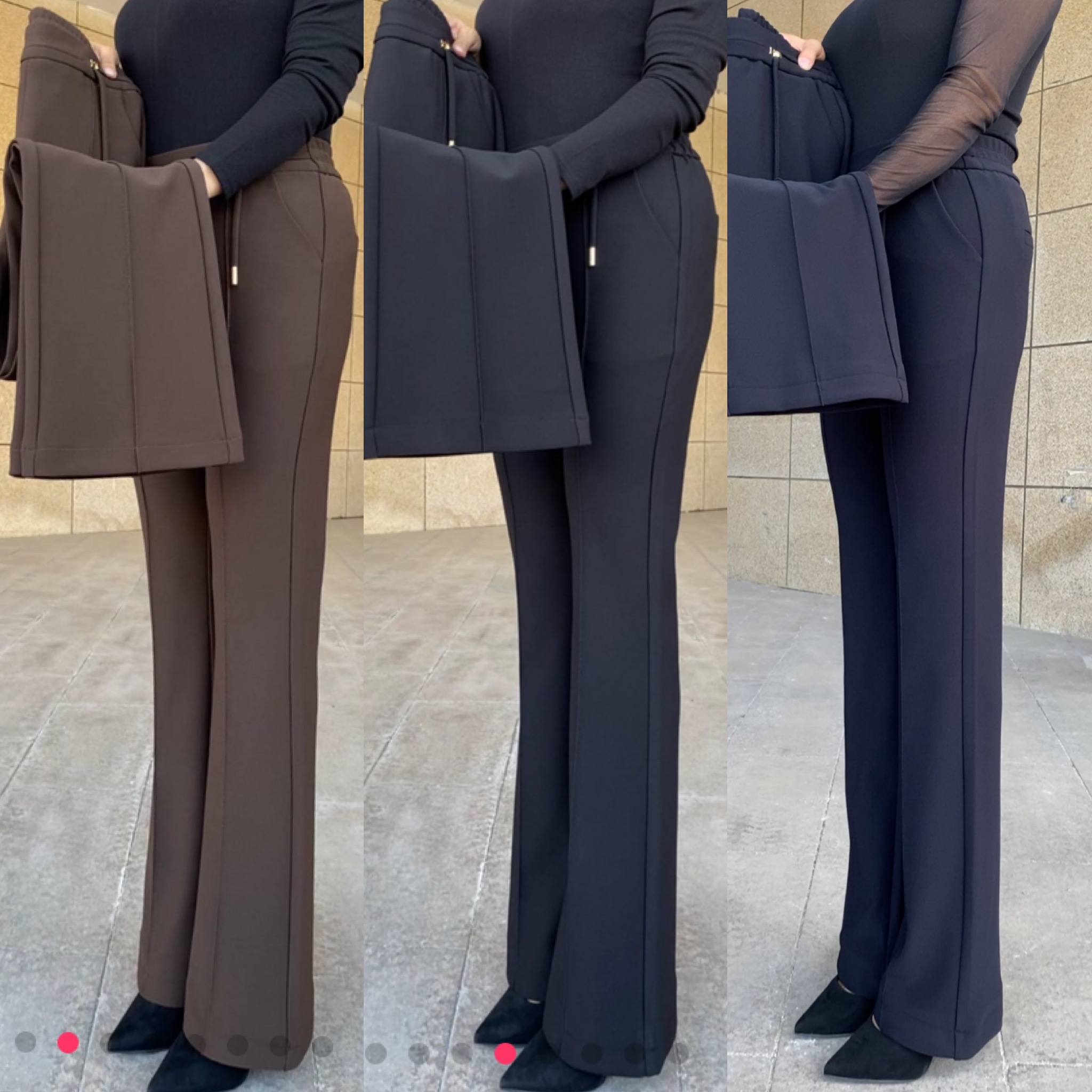 高品质南韩丝微喇裤时尚中年妈妈裤加长加大修身显瘦高腰大码2308