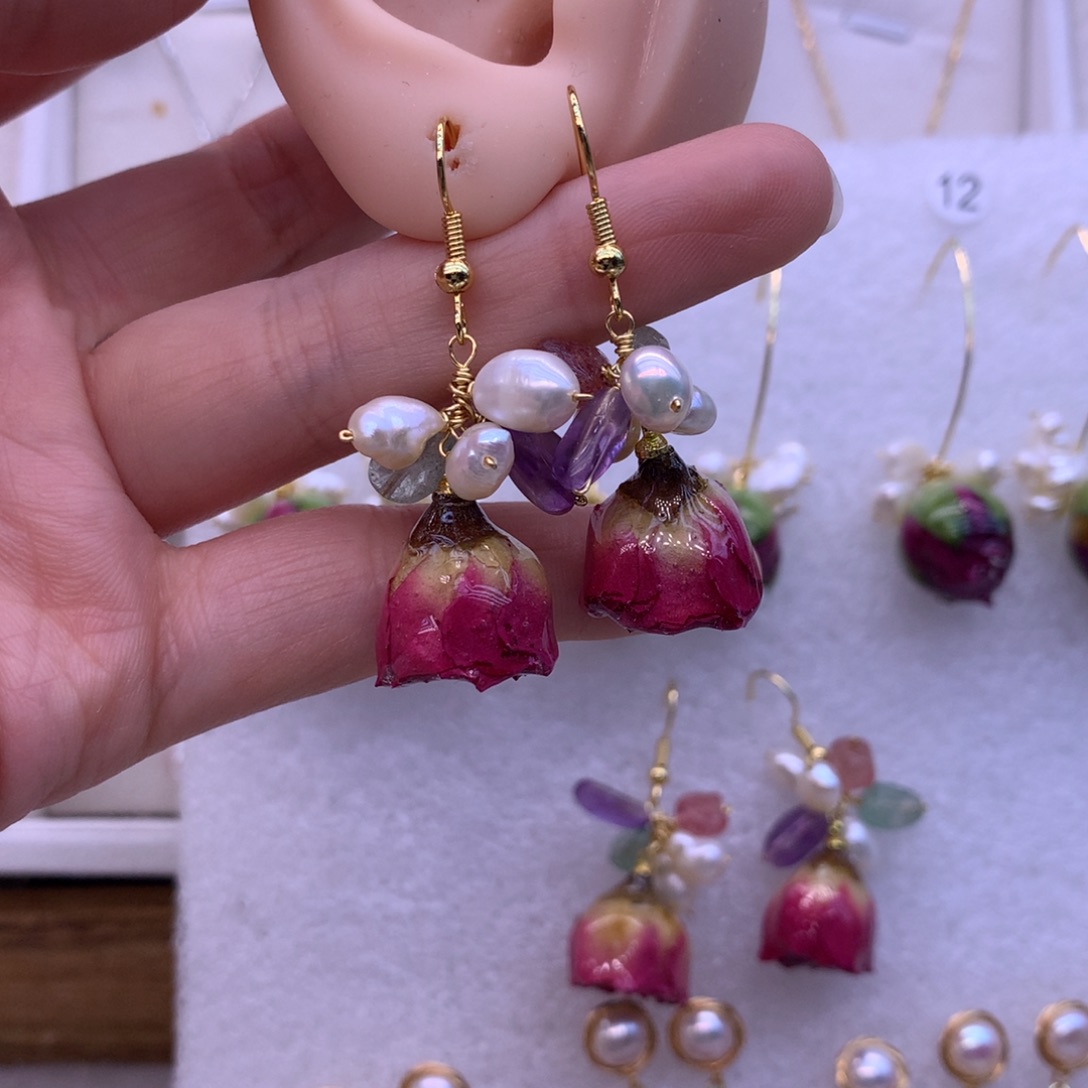 淡水珍珠耳饰合金