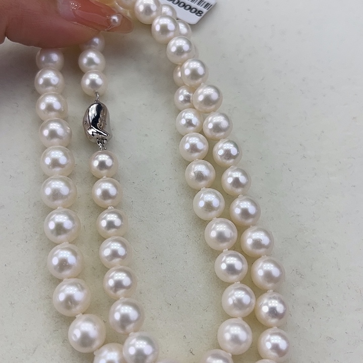 淡水珍珠颈饰银S925镶嵌8➕极光炫彩50长