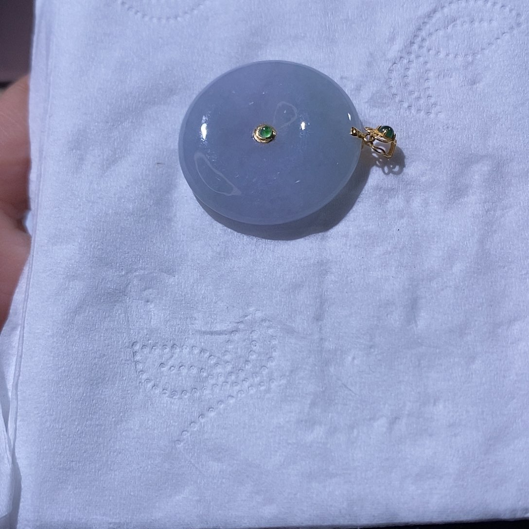 翡翠吊坠(不含链)18K金镶嵌