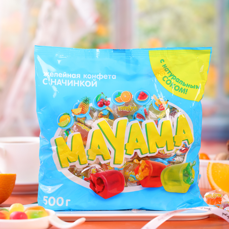 俄罗斯原装进口KDV MAYAMA什锦水果味夹心软糖500g/袋