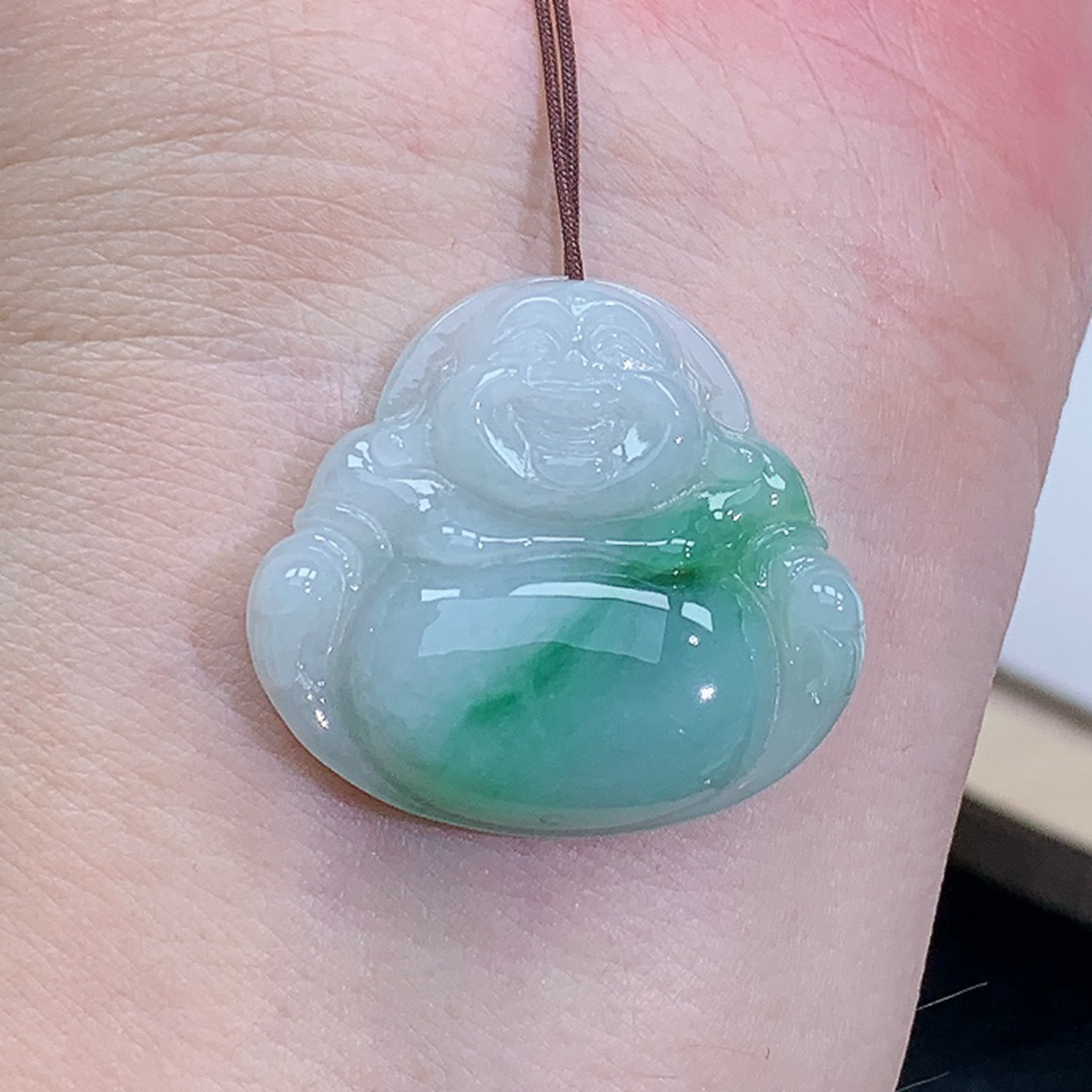 冰润 飘绿 佛公 吊坠 挂坠 6.27g 缅甸天然A货翡翠玉石