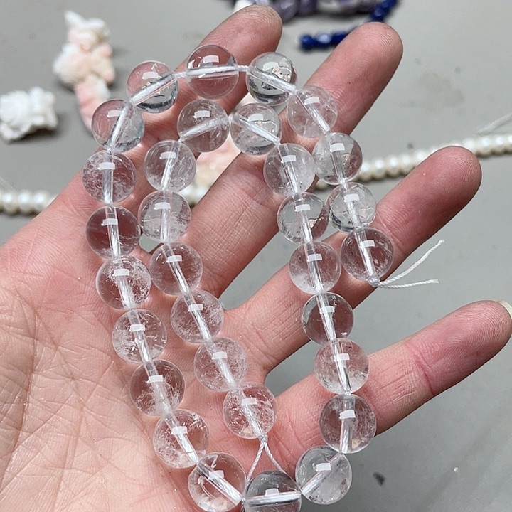 玛瑙/玉髓珠宝半成品合金一条12mm白水晶