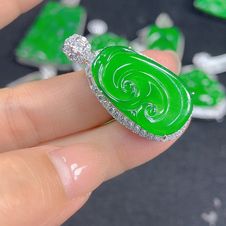 翡翠银S925镶嵌吊坠(不含链)