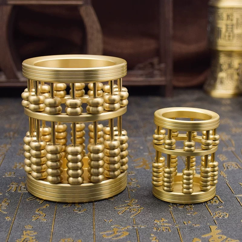 铜算盘铜笔筒室内家用文房办公用品四宝创意摆件笔筒桌面装饰品