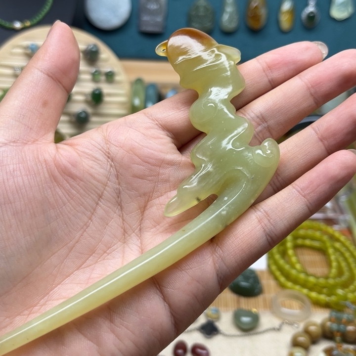 未镶嵌蛇纹石玉发簪