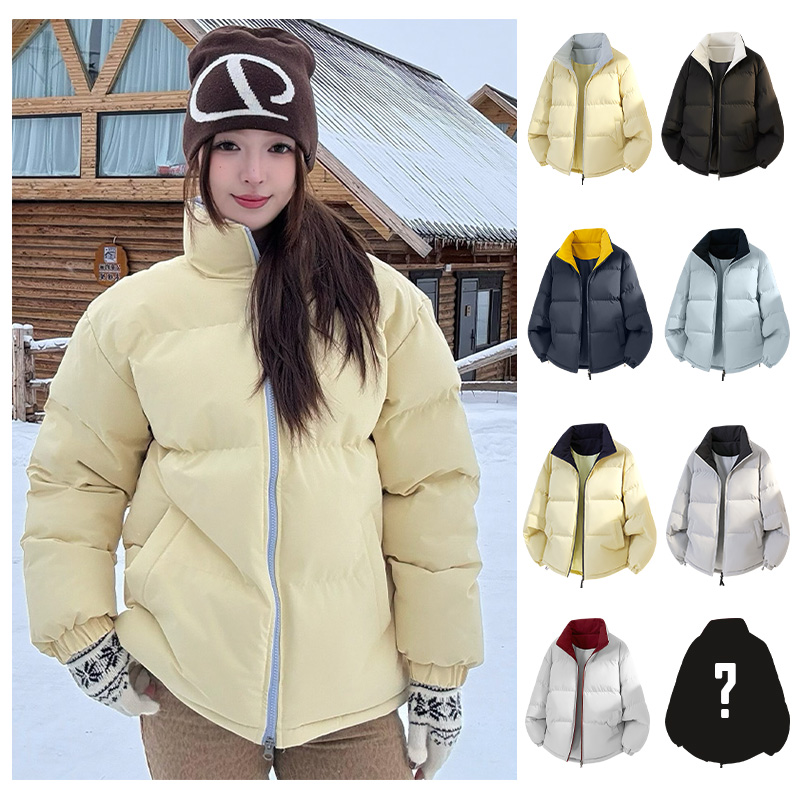 RUANSITE潮牌拼色立领棉服男女情侣款休闲百搭宽松加厚保暖面包服