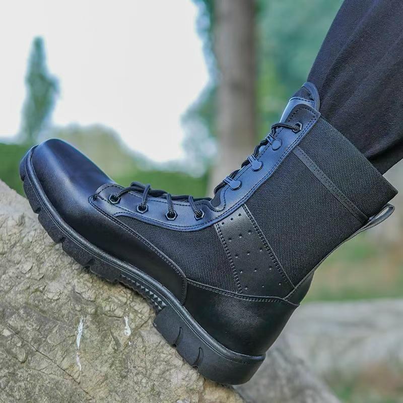 17战术靴高帮牛皮黑色耐磨防穿刺