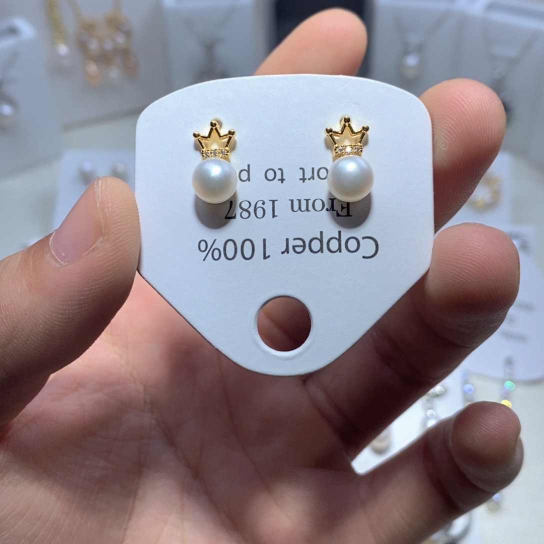 银S925镶嵌淡水珍珠耳饰