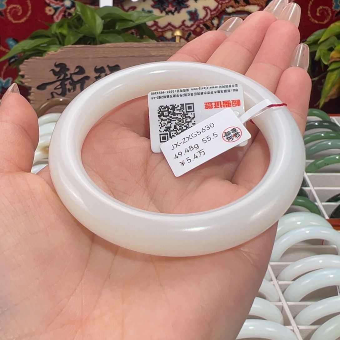 和田玉未镶嵌手镯和田玉手镯55圈