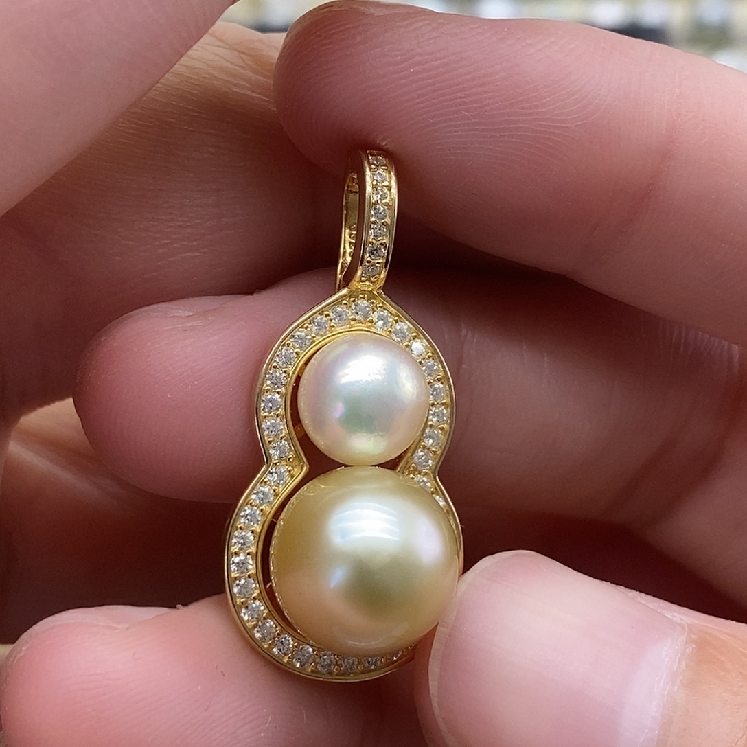 银S925镶嵌海水珍珠吊坠(不含链)