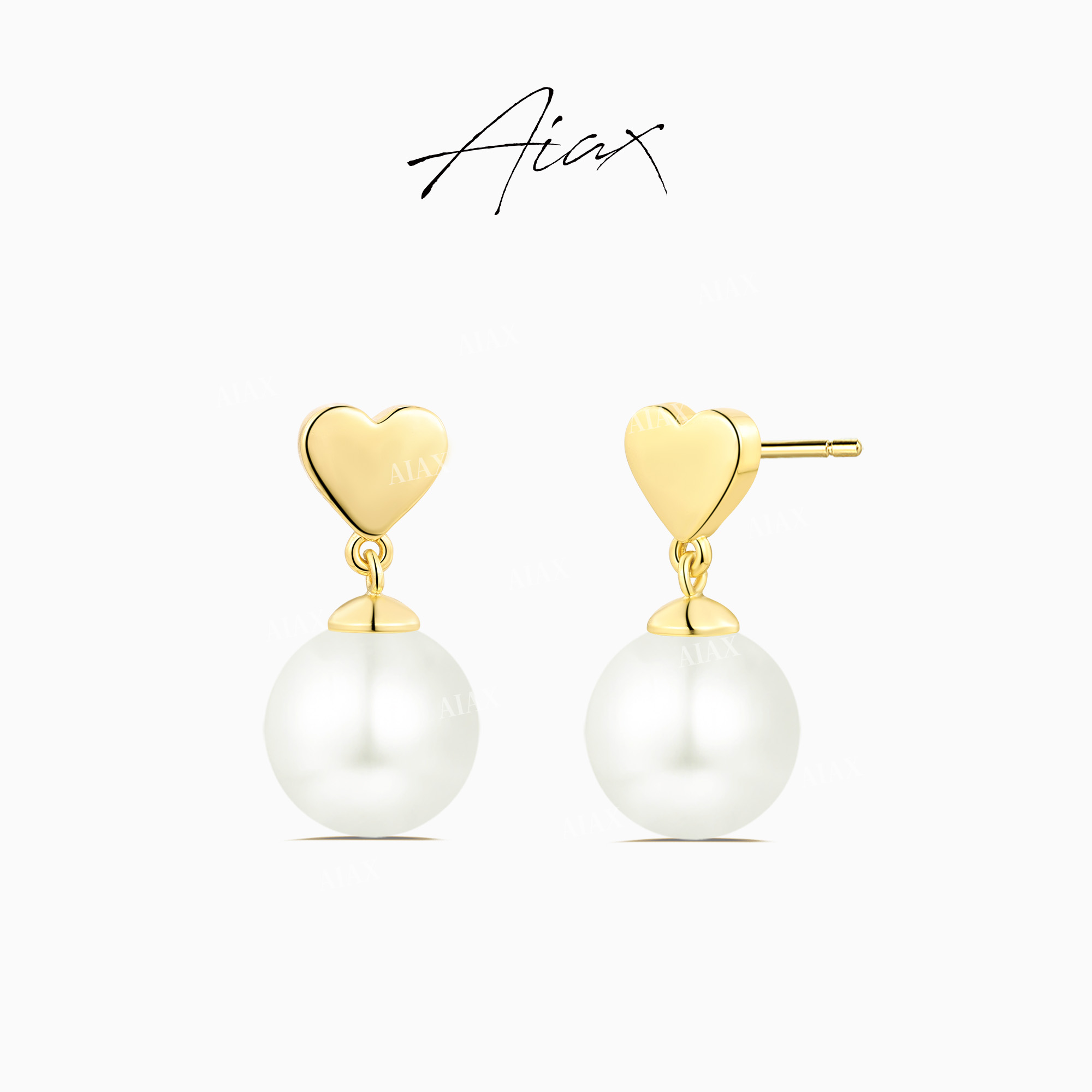 AIAX 镀K金 法式复古爱心金色吊坠耳环TSL1229