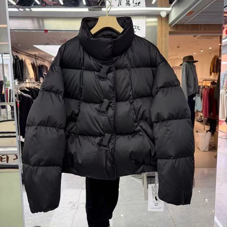 MANNI8803冬新款宽松显瘦小个子白鸭绒立领羽绒服女保暖外套