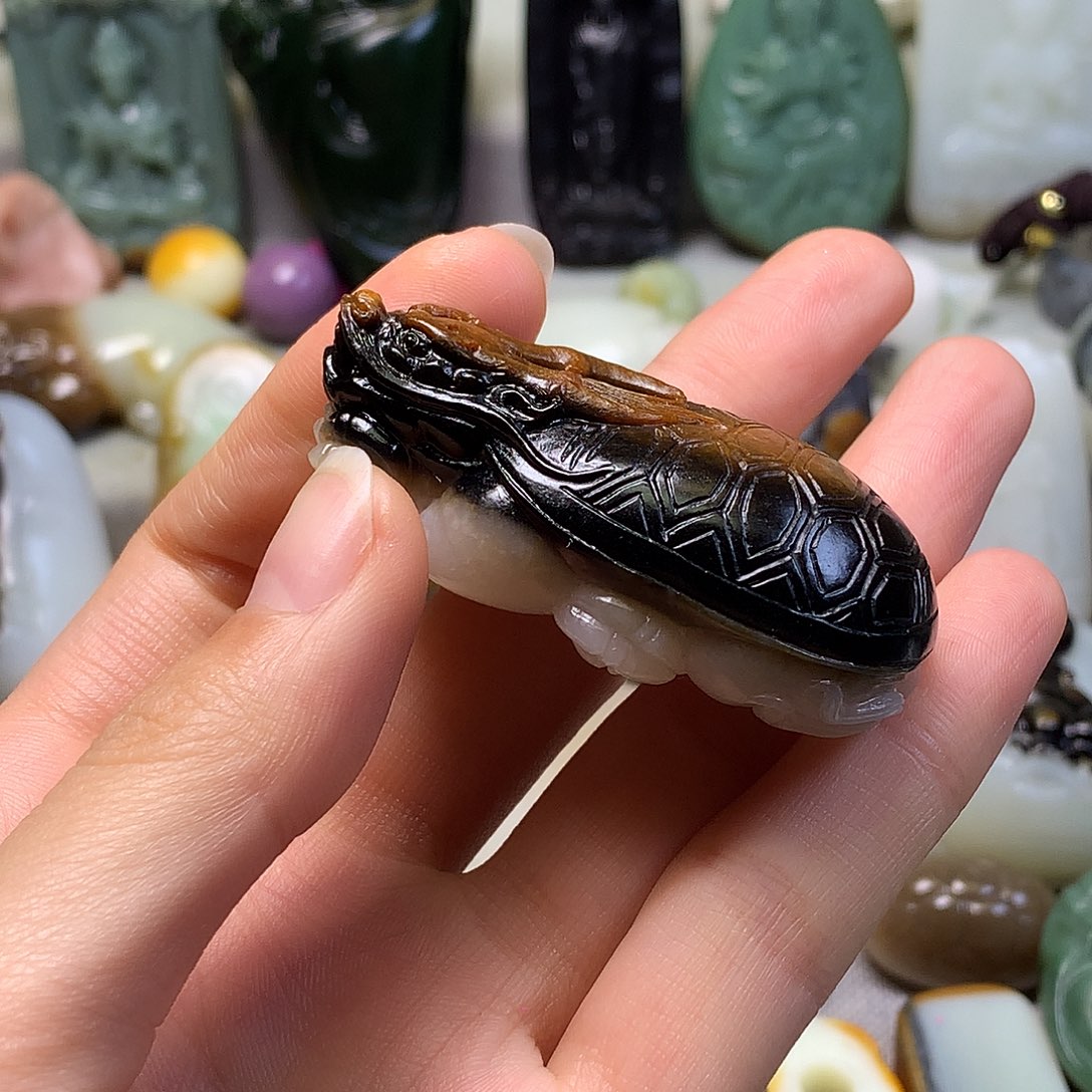 颈饰足银镶嵌和田玉用****3