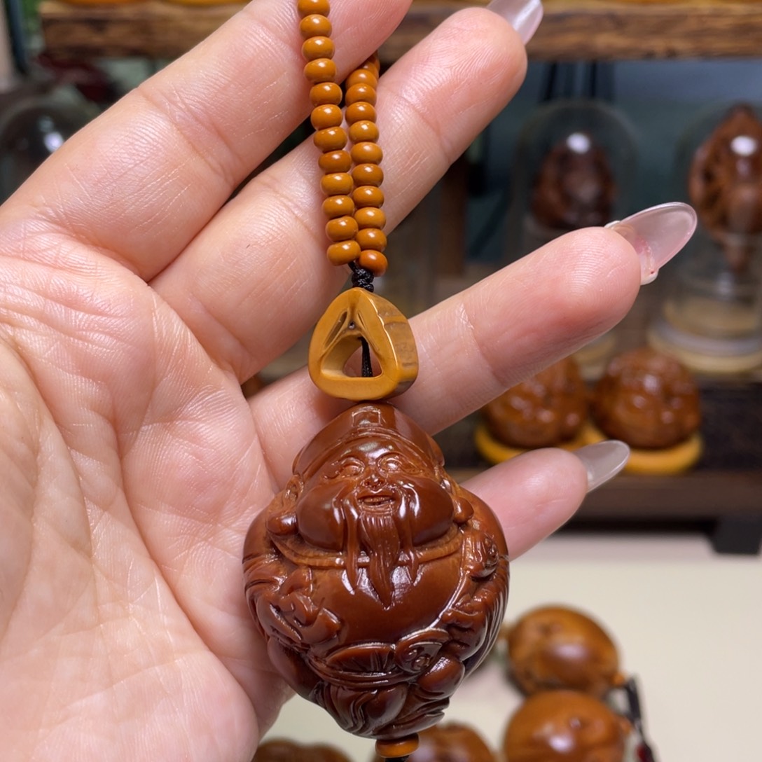 佛螺菩提吊坠玉华财神富贵脸链子一套