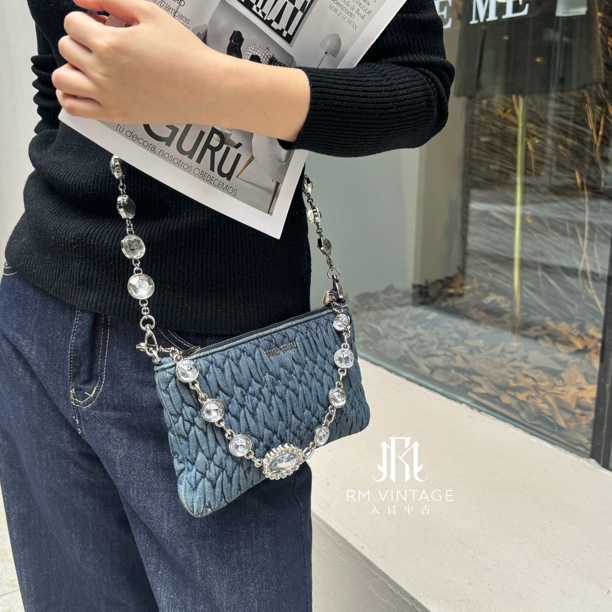 95新 MIU MIU/缪缪 入目 单宁小麻将手拿包 49078