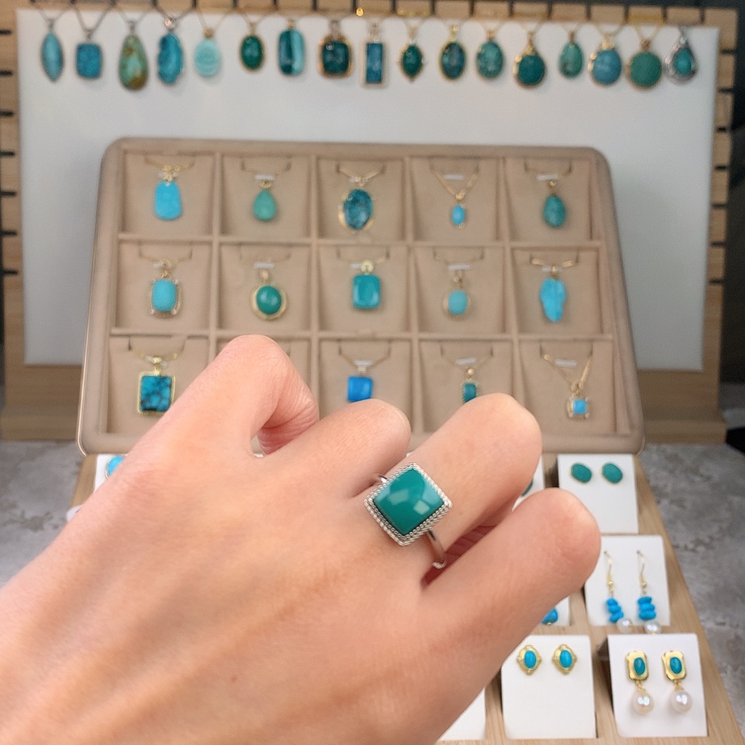 绿松石银S925镶嵌戒指