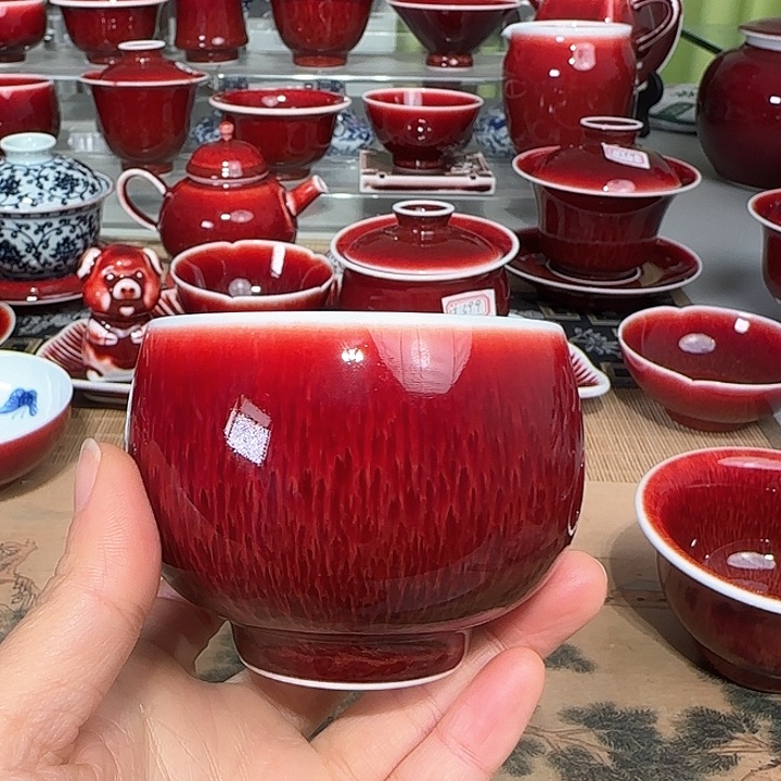 景德镇陶瓷红马坊杯