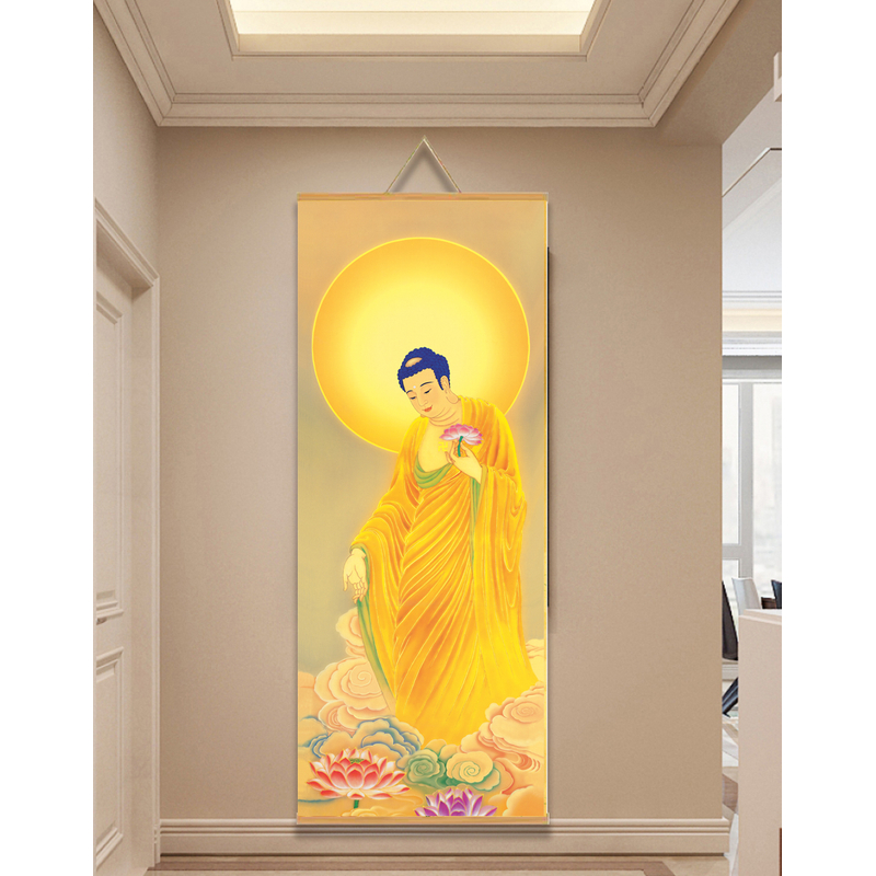 【157阿弥陀佛】60x120cm现代简约挂轴装饰画办公室家居装饰画