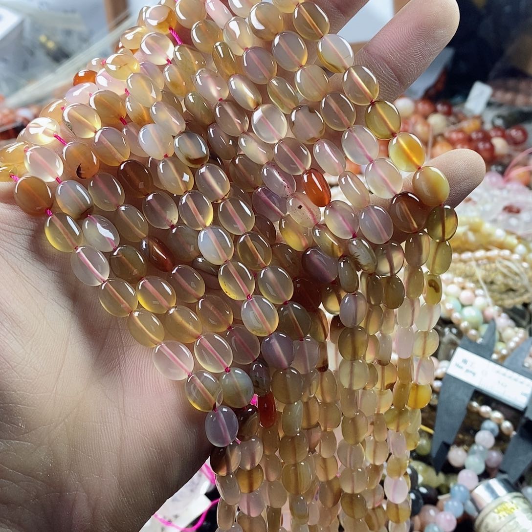 玛瑙/玉髓珠宝半成品未镶嵌一条天然8×10玛瑙小蛋型B221