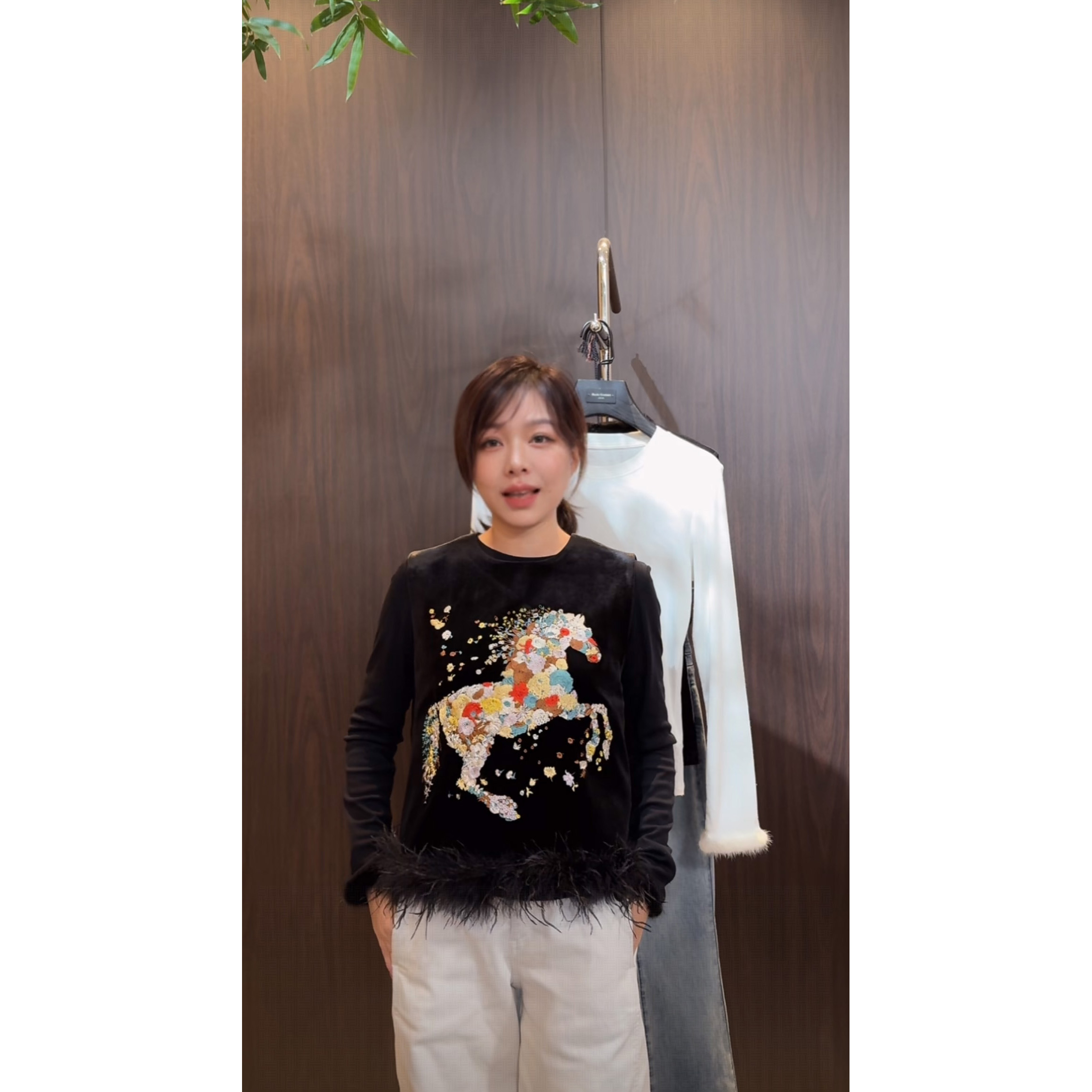 H【以梦为马】原创蚕丝手工花朵刺绣鸵鸟毛可拆卸棉新中式马甲