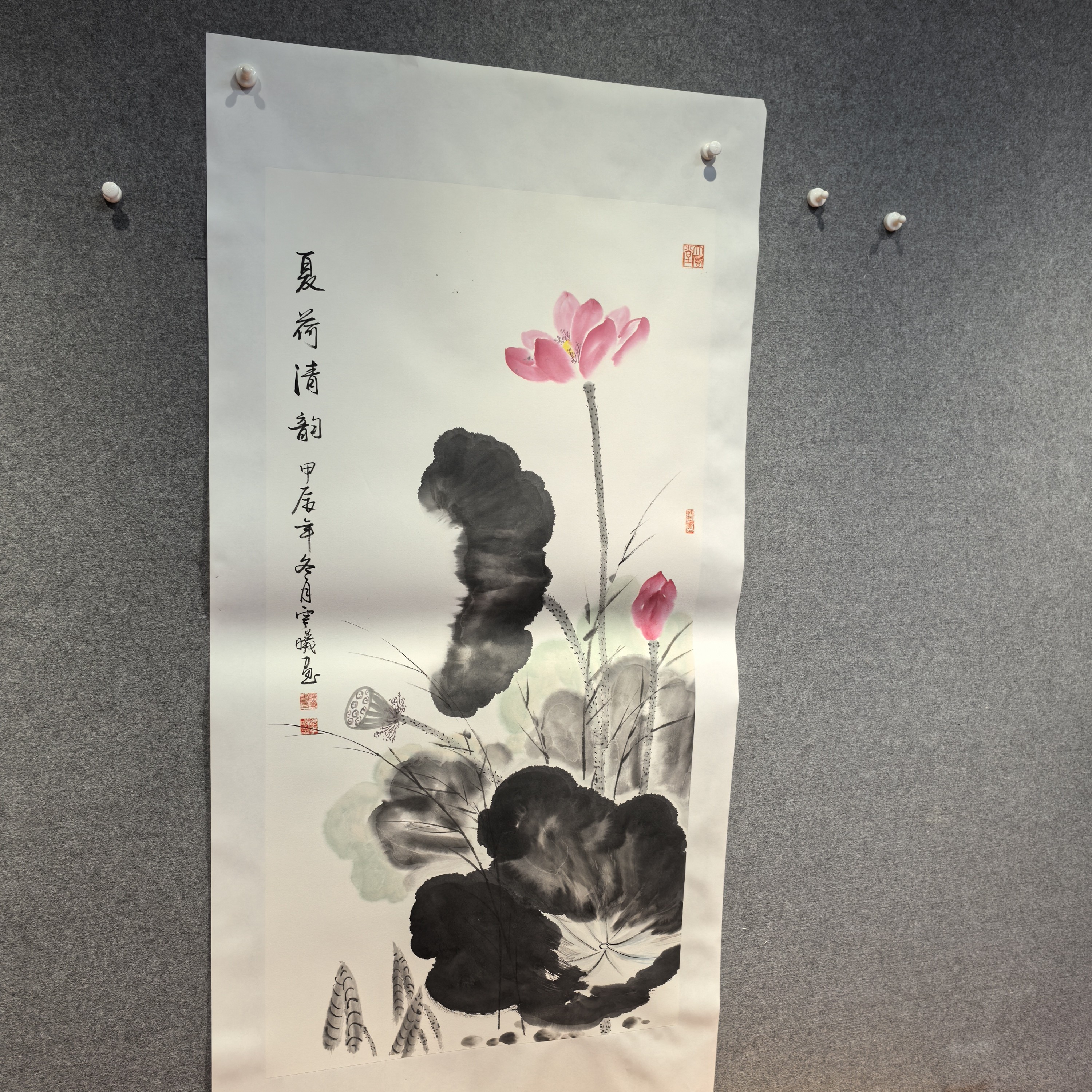 李云曦老师夏荷清韵国画作品真人手绘